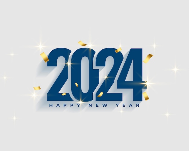 Feliz ano novo 2024 fundo de convite com vetor de confete dourado