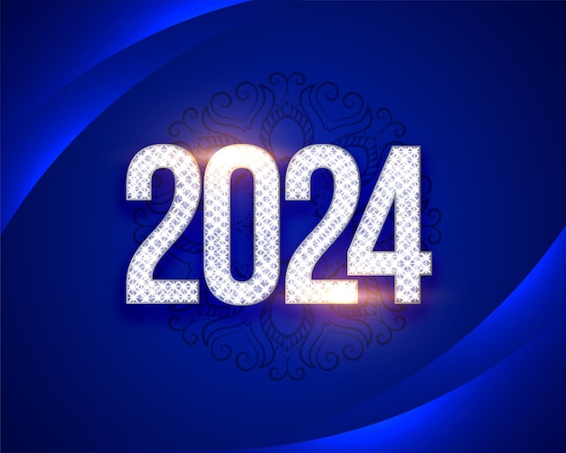 Vetor grátis feliz ano novo 2024 letras em partículas de prata vetor de efeito