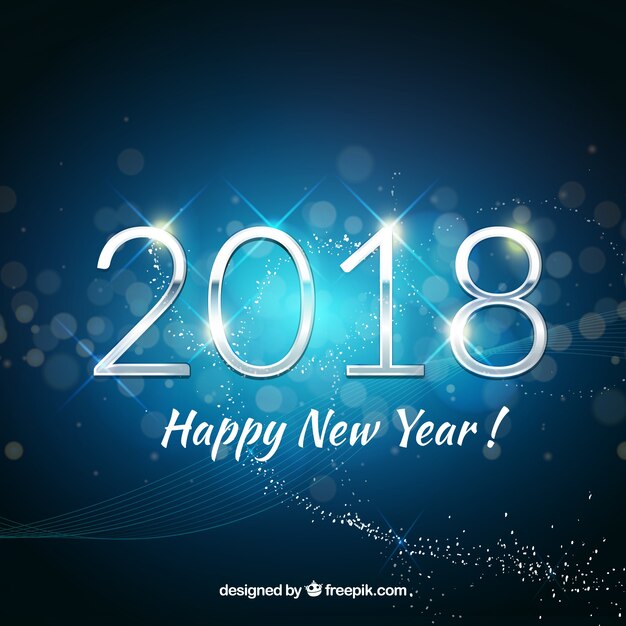 Feliz ano novo ano 2018 em tons azuis