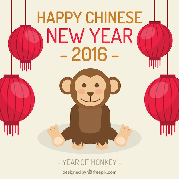 Feliz ano novo chinês 2016 com um macaco bonito