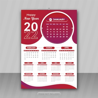 Feliz ano novo design de calendário de parede de negócios 2022