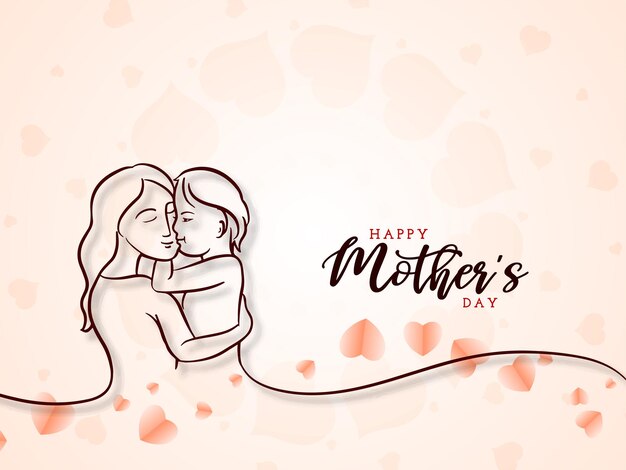 Feliz celebração do Dia da Mãe. Desenho de cartão de saudação adorável.
