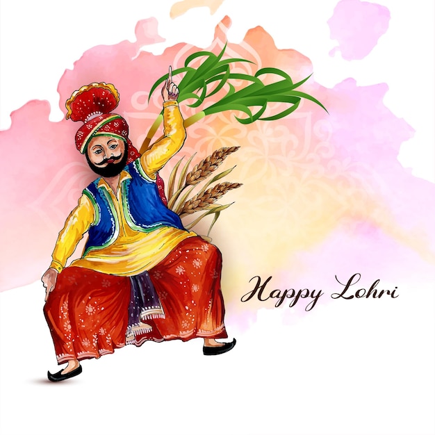 Vetor grátis feliz design de cartão de saudação do festival indiano lohri