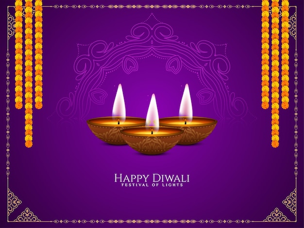 Feliz design de fundo de cor violeta decorativa do festival diwali