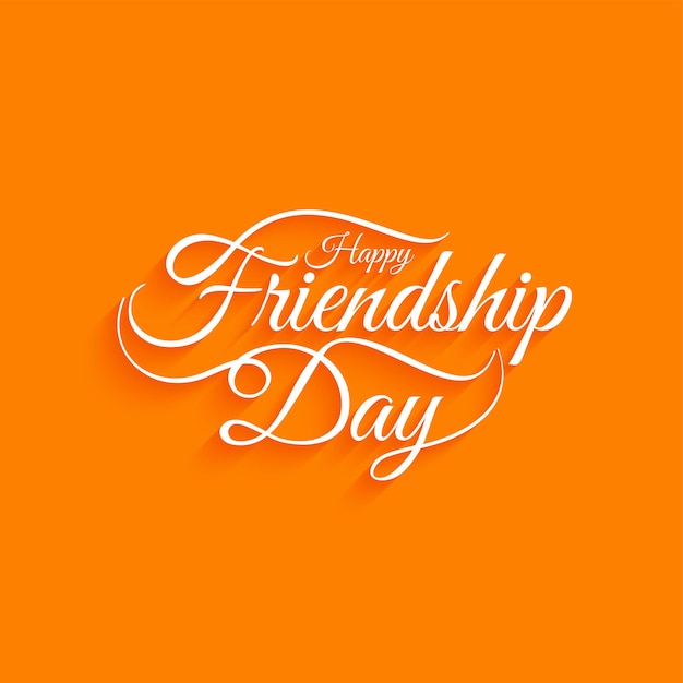Vetor grátis feliz design de texto de celebração do dia da amizade fundo de cor amarela moderna
