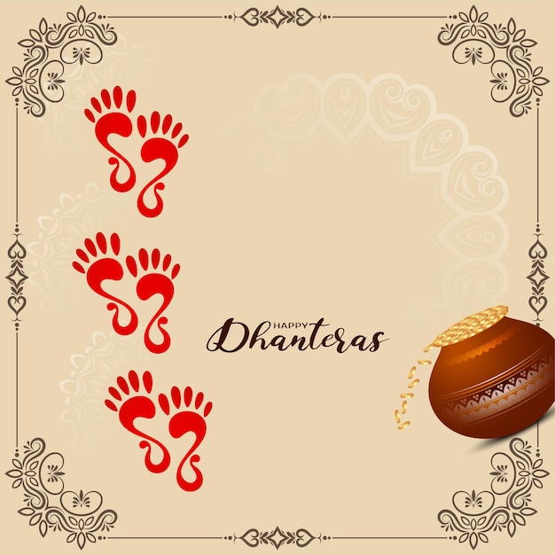 Feliz dhanteras festival saudação design de plano de fundo