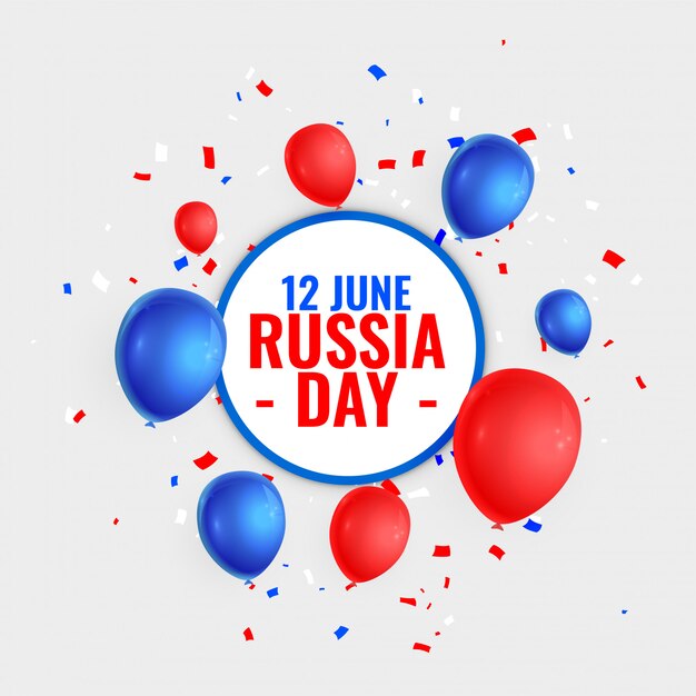 Feliz dia da Rússia celebração fundo com decoração de balão