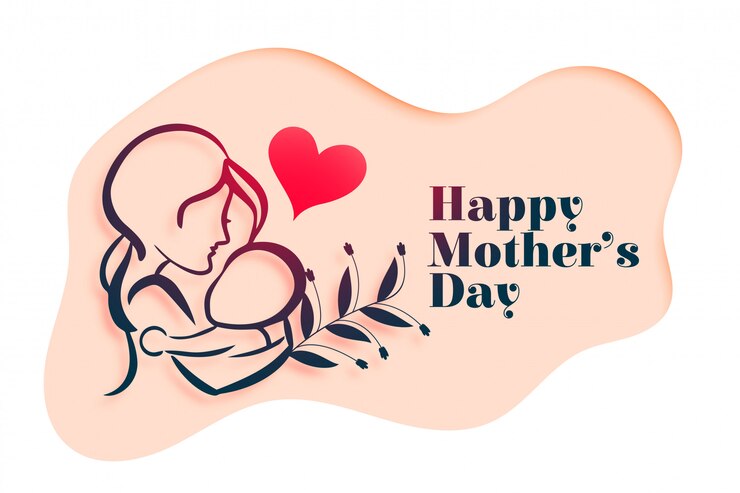 Vetor grátis feliz dia das mães mãe e bebê amam fundo
