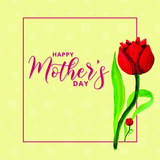 Feliz dia das mães saudações bege claro fundo vermelho banner de design de mídia social Vetor grátis