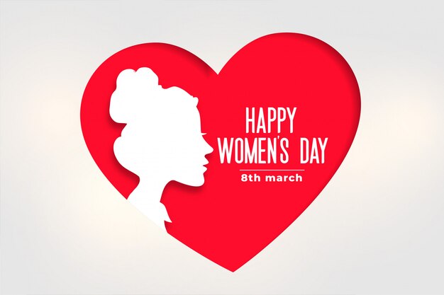 Feliz dia das mulheres banner com rosto e coração
