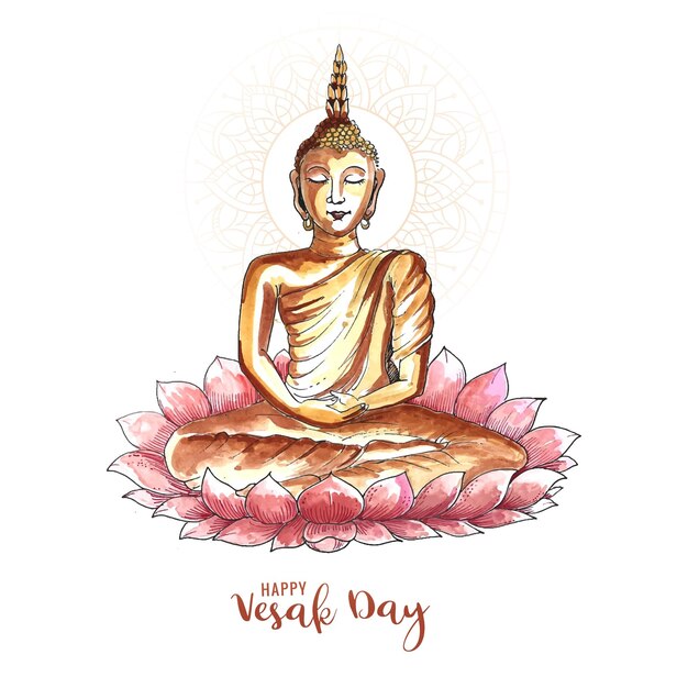 Feliz dia de vesak fundo de cartão tradicional
