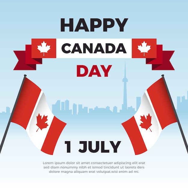 Feliz dia do Canadá cidade e bandeiras