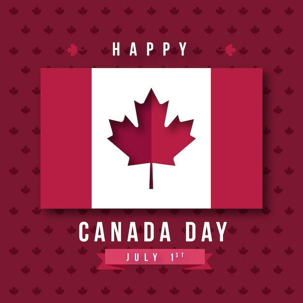 Vetor grátis feliz dia do canadá com bandeira