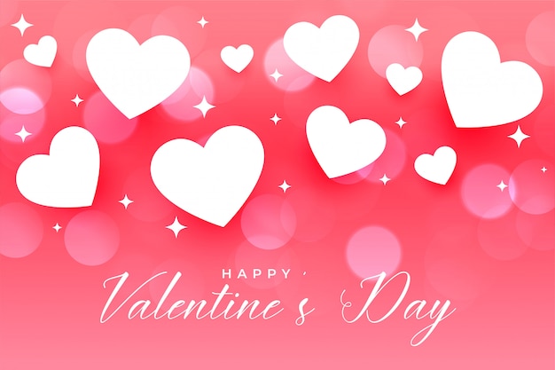 Feliz dia dos namorados cartão bonito corações rosa