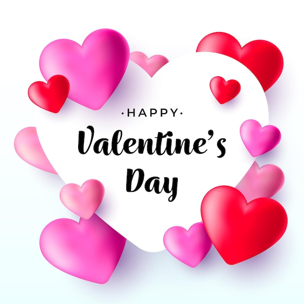 Feliz Dia dos Namorados realista com corações 3D