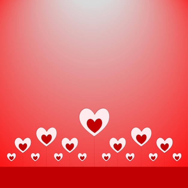 Feliz Dia Dos Namorados Vermelho Corações Rosa Fundo Banner de Design de Mídia Social Vetor Grátis