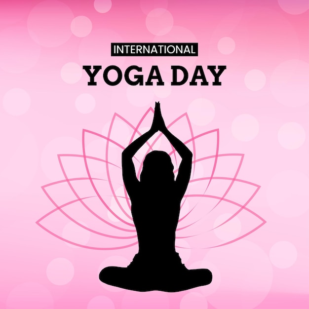 Vetor grátis feliz dia internacional da ioga fundo preto rosa banner de design de mídia social vetor grátis