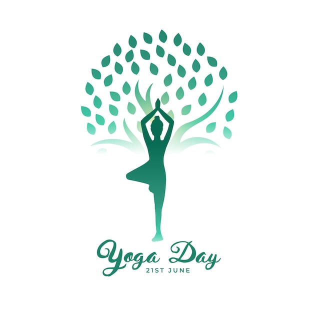 Vetor grátis feliz dia mundial da ioga fundo com uma senhora sob a árvore artística