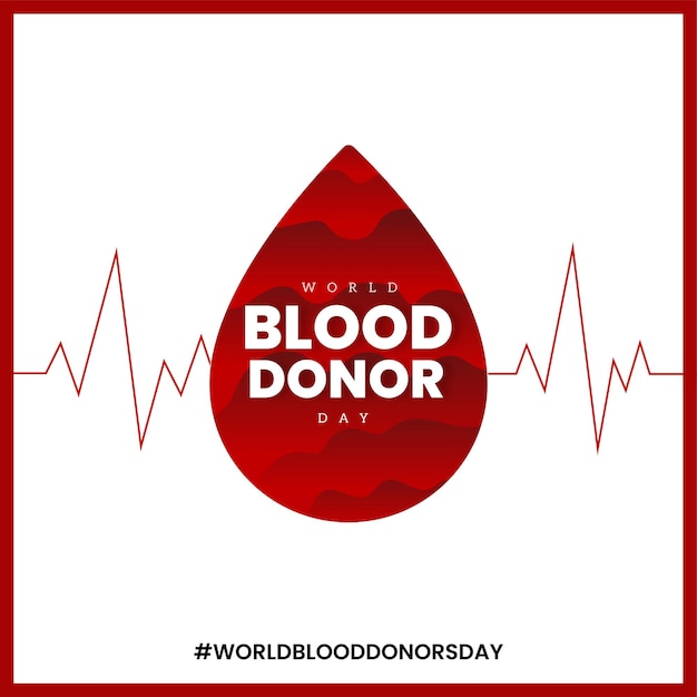 Feliz dia mundial do doador de sangue fundo branco vermelho banner de design de mídia social vetor grátis