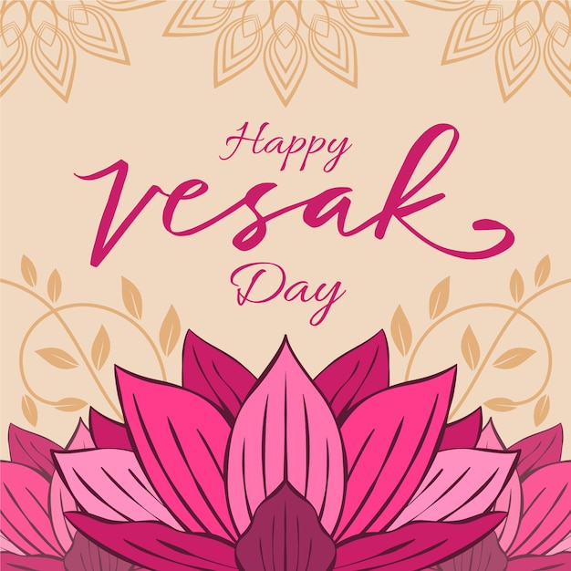 Feliz dia vesak com flor de lótus