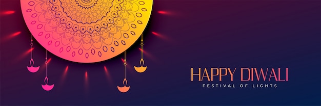 Feliz diwali belo design decorativo banner