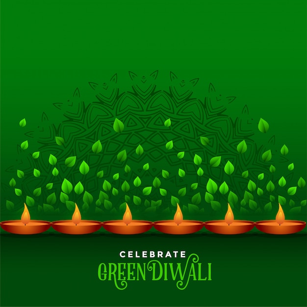 Feliz diwali celebração eco fundo verde