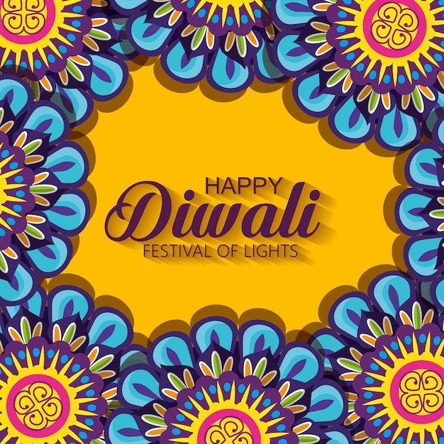 Feliz diwali com mandalas