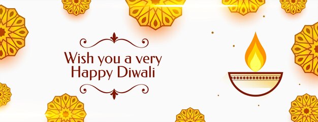 Feliz diwali deseja um banner com elementos decorativos indianos