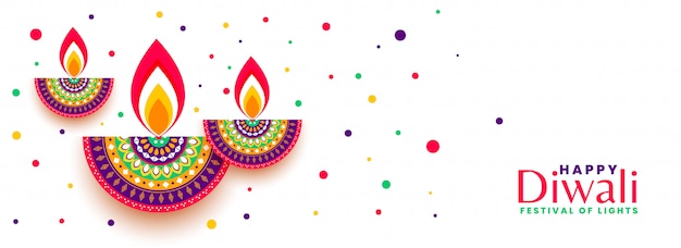 Vetor grátis feliz diwali festival celebração banner colorido