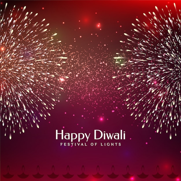 Feliz Diwali festival saudação fogo de artifício