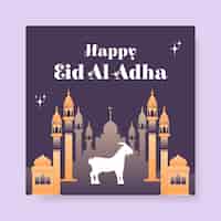 Vetor grátis feliz eid al-adha post no instagram