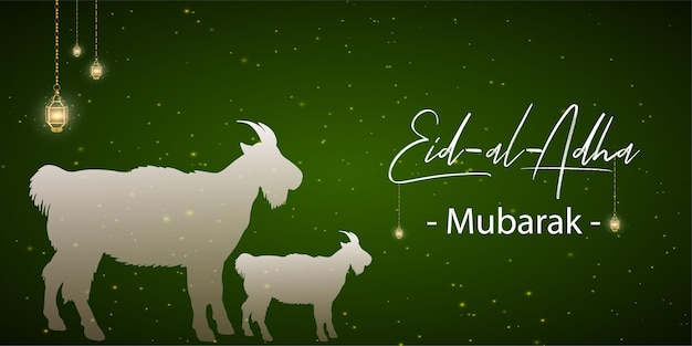 Feliz eid al adha saudações fundo cinza verde banner de mídia social islâmica vetor grátis