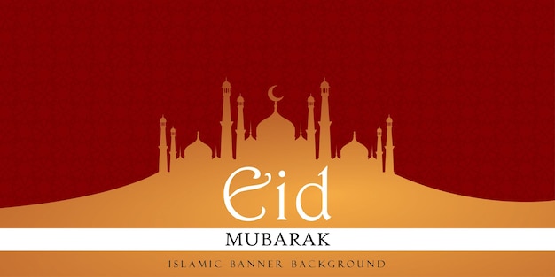 Feliz Eid saudações fundo bege vermelho banner de mídia social islâmica Vetor grátis