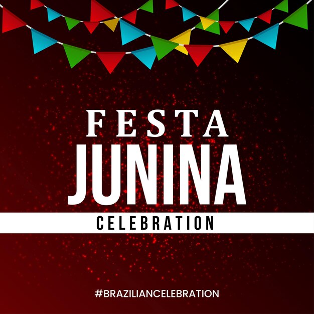 Vetor grátis feliz festa junina vermelho preto fundo branco banner de design de mídia social vetor grátis