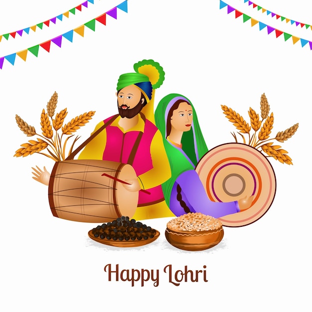 Vetor grátis feliz festival cultural lohri de fundo de punjab