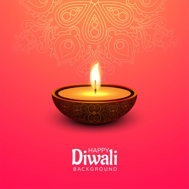 Feliz festival de Diwali com fundo de cartão comemorativo de lâmpada de óleo