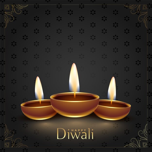 Feliz festival de diwali, fundo decorativo de diya