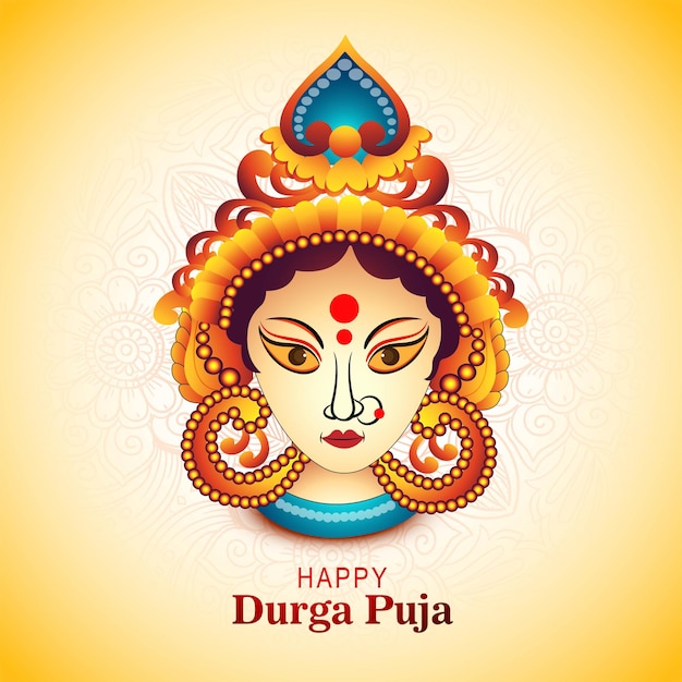 Feliz fundo de cartão tradicional do festival indiano religioso durga puja