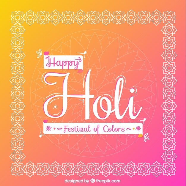 Feliz fundo de holi com letras