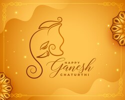 Feliz ganesh chaturthi banner de celebração na cor dourada