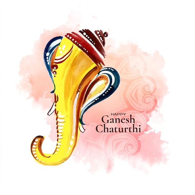 Feliz ganesh chaturthi festival senhor ganesha cartão de design de rosto