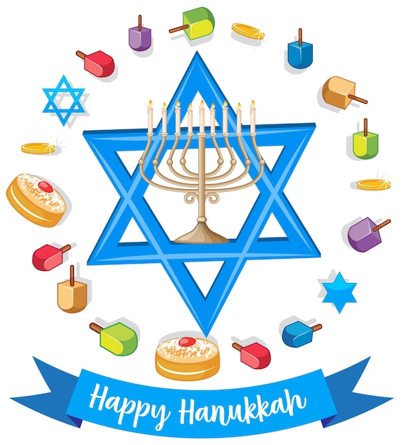 Feliz hanukkah banner design