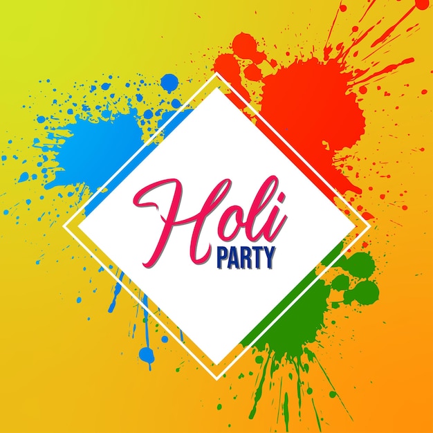 Feliz Holi Saudações Amarelo Vermelho Azul Colorido Festival Hinduísmo Indiano Fundo de Mídia Social