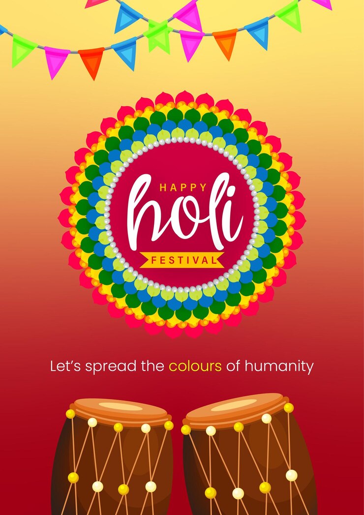 Vetor grátis feliz holi saudações marrom castanho colorido indiano hinduísmo festival fundo de mídia social