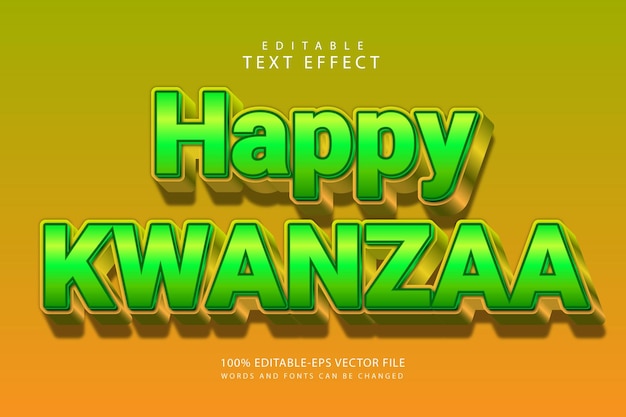 Feliz kwanzaa efeito de texto editável 3 dimensões em relevo estilo moderno