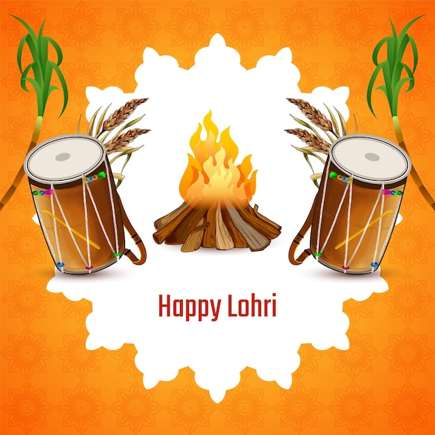 Vetor grátis feliz lohri cardão de felicidade da celebração do festival punjabi indiano