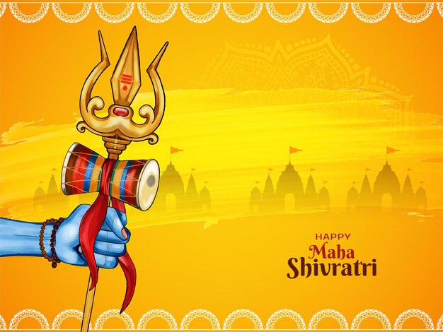 Feliz Maha Shivratri cartão de festival tradicional indiano com trishul