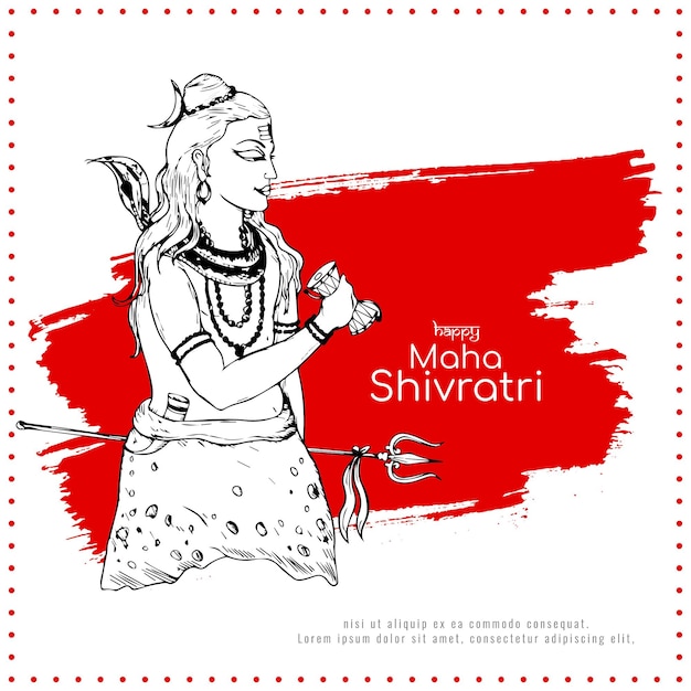 Vetor grátis feliz maha shivratri desenho de cartão de saudação de festival cultural hindu indiano