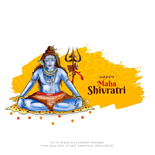 Vetor grátis feliz maha shivratri desenho de cartão de saudação de festival cultural hindu indiano