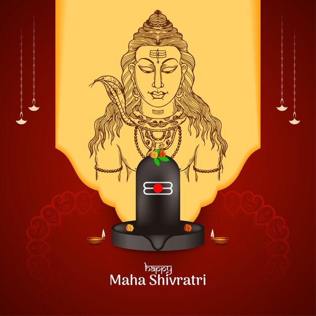 Vetor grátis feliz maha shivratri desenho de cartão de saudação de festival cultural hindu indiano